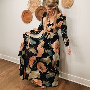 Bohemian floral floor length maxi dress